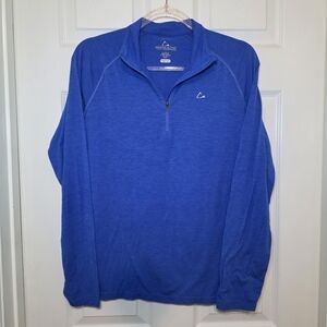 Paradox Mens Large 1/4 Zip Merino Wool Blend Base Layer Top - Blue